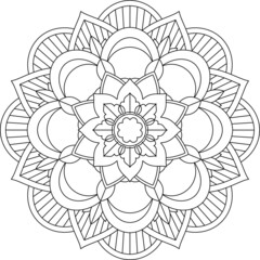Easy Mandala coloring book simple and basic for beginners, seniors and children. Set of Mehndi flower pattern for Henna drawing and tattoo. Decoration in ethnic oriental, Indian style.