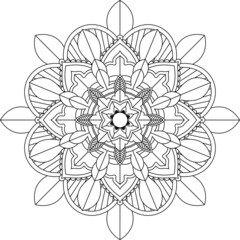 Easy Mandala coloring book simple and basic for beginners, seniors and children. Set of Mehndi flower pattern for Henna drawing and tattoo. Decoration in ethnic oriental, Indian style.