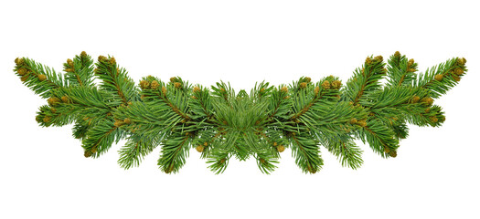 Wide Christmas garland from fir branches. Garland/wreath of pine branches with cones. Great for...