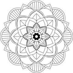 Easy Mandala coloring book simple and basic for beginners, seniors and children. Set of Mehndi flower pattern for Henna drawing and tattoo. Decoration in ethnic oriental, Indian style.