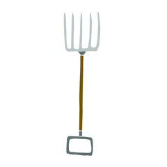 Cute garden tool - fork. Vector doodle element on the white background. 