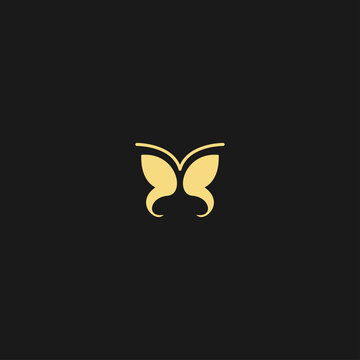 butterfly gold logo icon template. Animal abstract design vector concept
