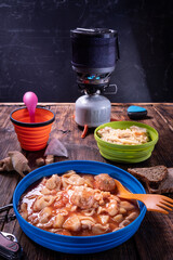 Tourist food and cuisine. Cooking tourist food. Tourist menu.
