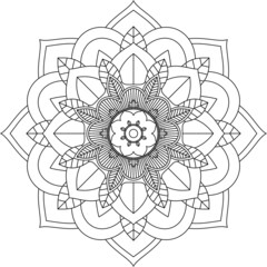 Easy Mandala coloring book simple and basic for beginners, seniors and children. Set of Mehndi flower pattern for Henna drawing and tattoo. Decoration in ethnic oriental, Indian style.