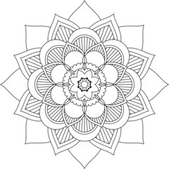Easy Mandala coloring book simple and basic for beginners, seniors and children. Set of Mehndi flower pattern for Henna drawing and tattoo. Decoration in ethnic oriental, Indian style.