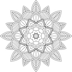 Easy Mandala coloring book simple and basic for beginners, seniors and children. Set of Mehndi flower pattern for Henna drawing and tattoo. Decoration in ethnic oriental, Indian style.