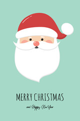Fototapeta na wymiar Christmas greeting card with happy Santa Claus face. Vector