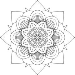 Easy Mandala coloring book simple and basic for beginners, seniors and children. Set of Mehndi flower pattern for Henna drawing and tattoo. Decoration in ethnic oriental, Indian style.