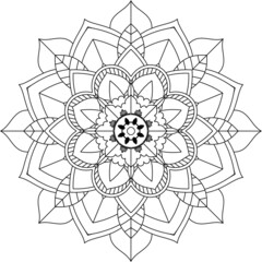 Easy Mandala coloring book simple and basic for beginners, seniors and children. Set of Mehndi flower pattern for Henna drawing and tattoo. Decoration in ethnic oriental, Indian style.