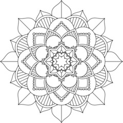 Easy Mandala coloring book simple and basic for beginners, seniors and children. Set of Mehndi flower pattern for Henna drawing and tattoo. Decoration in ethnic oriental, Indian style.