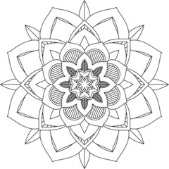 Easy Mandala coloring book simple and basic for beginners, seniors and children. Set of Mehndi flower pattern for Henna drawing and tattoo. Decoration in ethnic oriental, Indian style.