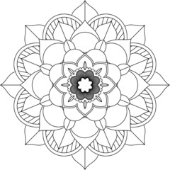 Easy Mandala coloring book simple and basic for beginners, seniors and children. Set of Mehndi flower pattern for Henna drawing and tattoo. Decoration in ethnic oriental, Indian style.