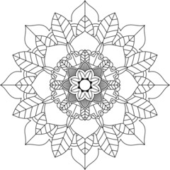 Easy Mandala coloring book simple and basic for beginners, seniors and children. Set of Mehndi flower pattern for Henna drawing and tattoo. Decoration in ethnic oriental, Indian style.