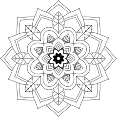 Easy Mandala coloring book simple and basic for beginners, seniors and children. Set of Mehndi flower pattern for Henna drawing and tattoo. Decoration in ethnic oriental, Indian style.
