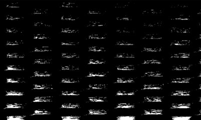 Rough, irregular texture composed of monochrome geometric elements. Overlay distressed grunge background. Abstract vector illustration. Isolated on white background. EPS10