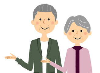 説明する老夫婦 　シニアカップル　高齢者