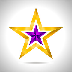 Obraz premium illustration of a purple gold star on steel background. vector file New year Christmas