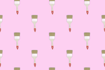 Construction brushes. Seamless texture from construction brushes. Pattern on the theme of painting.