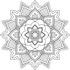 Easy Mandala coloring book simple and basic for beginners, seniors and children. Set of Mehndi flower pattern for Henna drawing and tattoo. Decoration in ethnic oriental, Indian style.