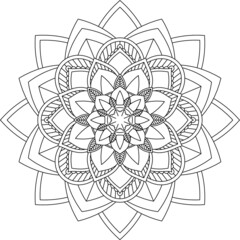 Easy Mandala coloring book simple and basic for beginners, seniors and children. Set of Mehndi flower pattern for Henna drawing and tattoo. Decoration in ethnic oriental, Indian style.