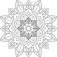 Easy Mandala coloring book simple and basic for beginners, seniors and children. Set of Mehndi flower pattern for Henna drawing and tattoo. Decoration in ethnic oriental, Indian style.