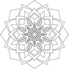 Easy Mandala coloring book simple and basic for beginners, seniors and children. Set of Mehndi flower pattern for Henna drawing and tattoo. Decoration in ethnic oriental, Indian style.