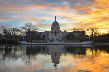 Fototapeta na wymiar United States Capitol Building in sunrise- Washington D.C. United States of America