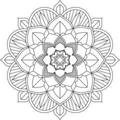 Easy Mandala coloring book simple and basic for beginners, seniors and children. Set of Mehndi flower pattern for Henna drawing and tattoo. Decoration in ethnic oriental, Indian style.