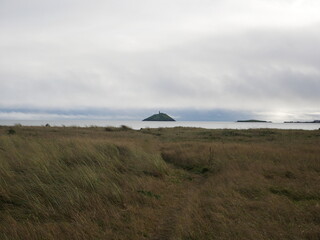 lighthouse island and grasses