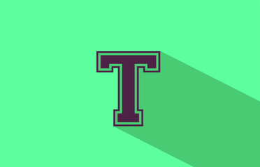 alphabet letter T logo icon in brown and green. Creative design for company and business with long shadow