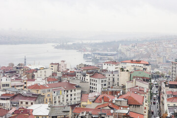 Istanbul skyline on a rainy winter day - Istanbul, Turkey