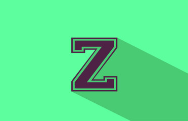 alphabet letter Z logo icon in brown and green. Creative design for company and business with long shadow