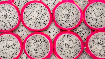 Sweet tasty dragon fruit or pitaya slices.