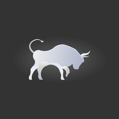 Silhouette of a bull on the background. Vector illustration.