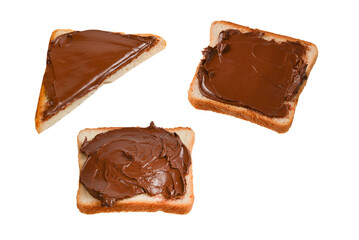 Сhocolate paste sandwich isolated on white background.