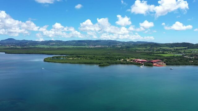 Aerial view of Martinique bay Fort de France seashells and ocean museum 