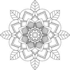 Easy Mandala coloring book simple and basic for beginners, seniors and children. Set of Mehndi flower pattern for Henna drawing and tattoo. Decoration in ethnic oriental, Indian style.