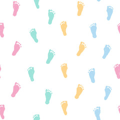 Seamless vector pattern of bare baby footprints
