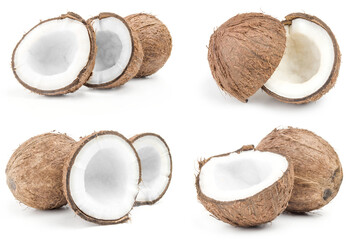 Collection of coconut isolated over a white background
