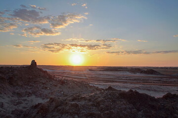 Naklejka na ściany i meble Sunset on a sand pit-Pskov places