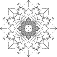 Easy Mandala coloring book simple and basic for beginners, seniors and children. Set of Mehndi flower pattern for Henna drawing and tattoo. Decoration in ethnic oriental, Indian style.