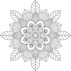 Easy Mandala coloring book simple and basic for beginners, seniors and children. Set of Mehndi flower pattern for Henna drawing and tattoo. Decoration in ethnic oriental, Indian style.
