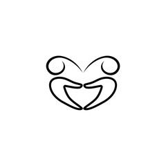 Hands folded in the shape of a heart. Heart hands icon isolated on white background