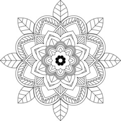 Easy Mandala coloring book simple and basic for beginners, seniors and children. Set of Mehndi flower pattern for Henna drawing and tattoo. Decoration in ethnic oriental, Indian style.