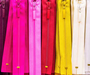 multi-colored zippers for sewing clothes and needlework