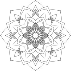 Easy Mandala coloring book simple and basic for beginners, seniors and children. Set of Mehndi flower pattern for Henna drawing and tattoo. Decoration in ethnic oriental, Indian style.