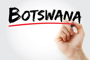 Botswana text with marker, concept background