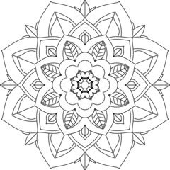 Easy Mandala coloring book simple and basic for beginners, seniors and children. Set of Mehndi flower pattern for Henna drawing and tattoo. Decoration in ethnic oriental, Indian style.