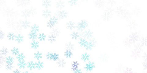 Light pink, blue vector abstract background with leaves.