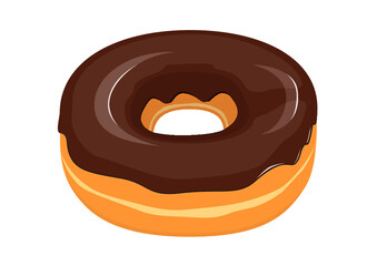 Chocolate glazed donut icon in cartoon style on a white background